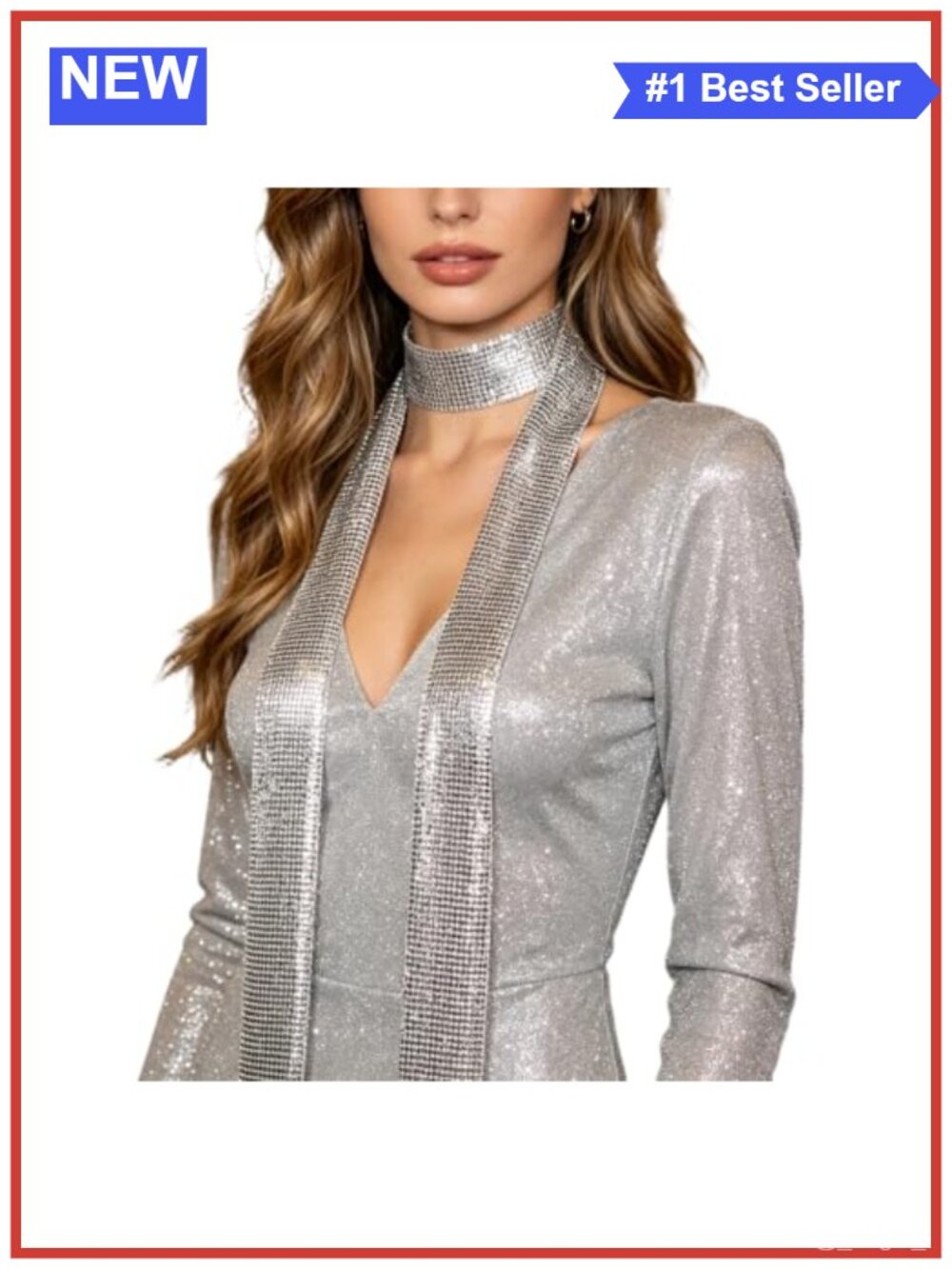 Sequin Sparkly Skinny Scarf Disco Party Neck Tie 59in